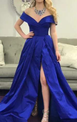 MACloth Off the Shoulder Long Prom Dress Green Formal Evening Gown