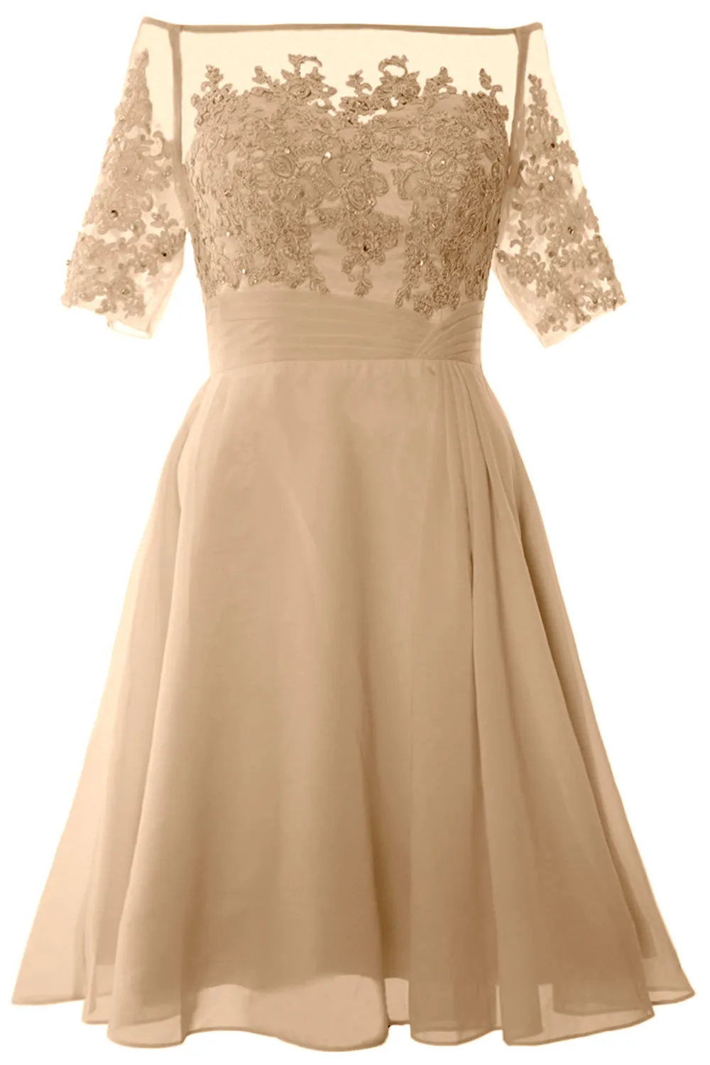 MACloth Women Off Shoulder Short Mother of Bride Dress Cocktail Party Gown