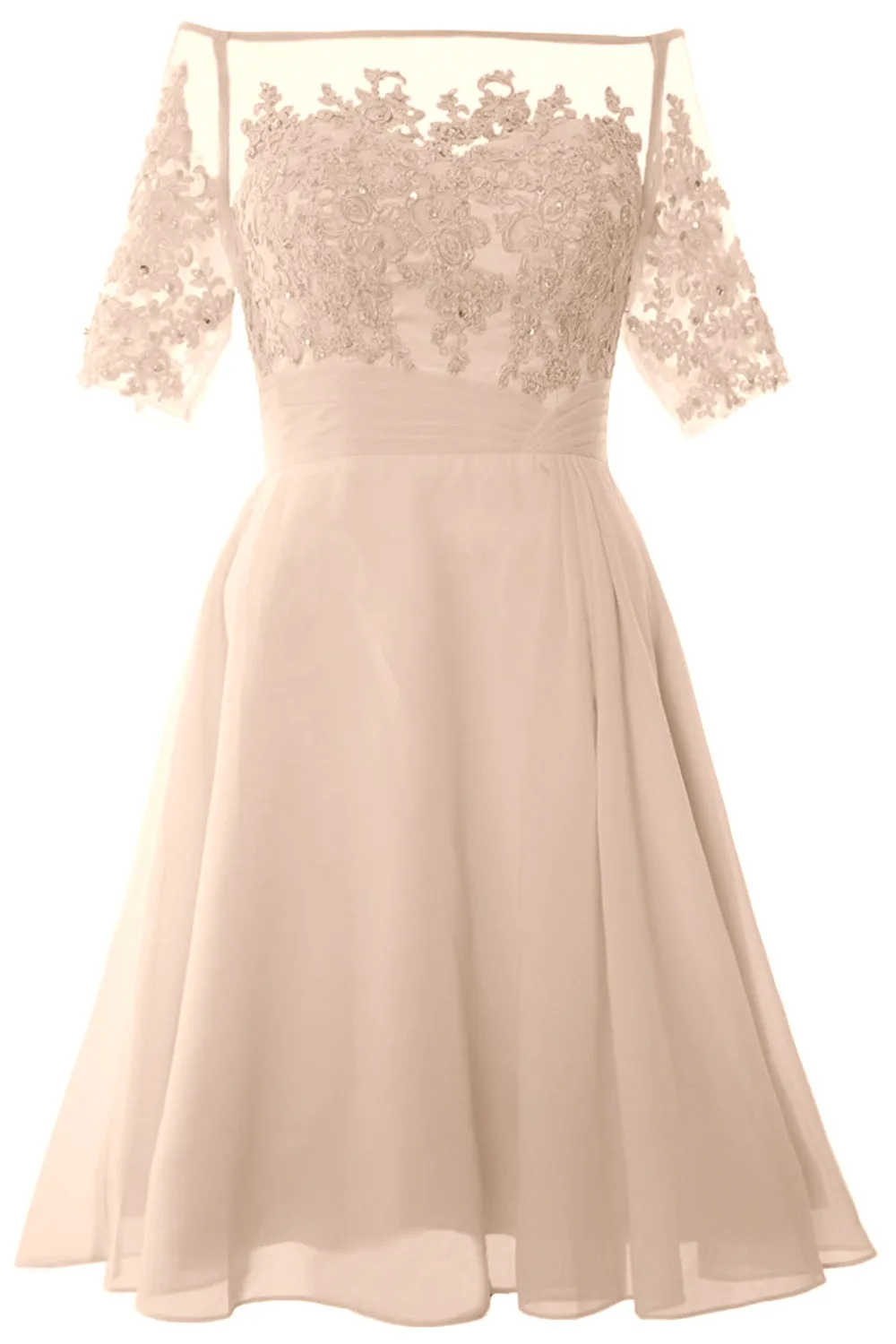 MACloth Women Off Shoulder Short Mother of Bride Dress Cocktail Party Gown