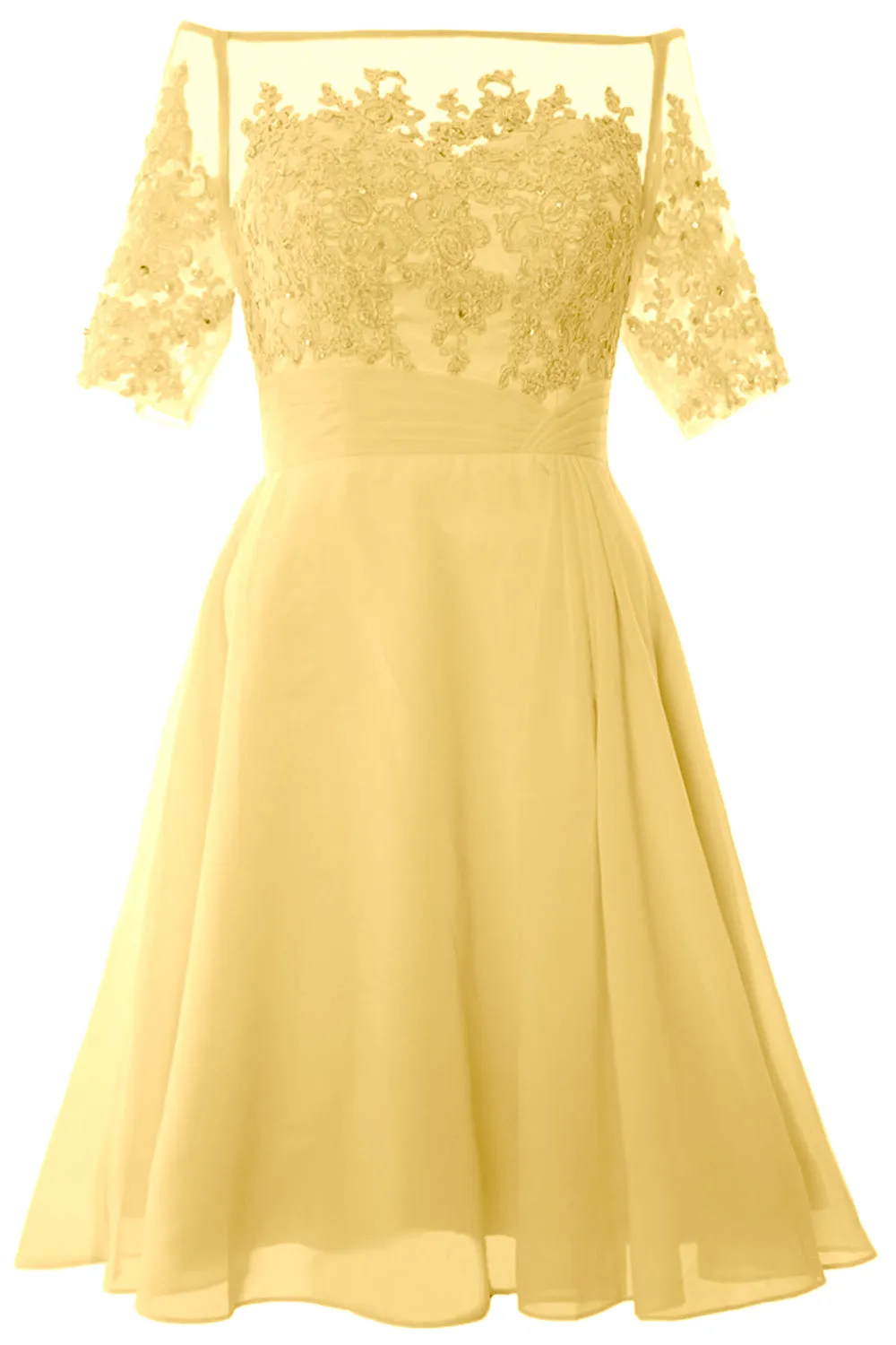 MACloth Women Off Shoulder Short Mother of Bride Dress Cocktail Party Gown