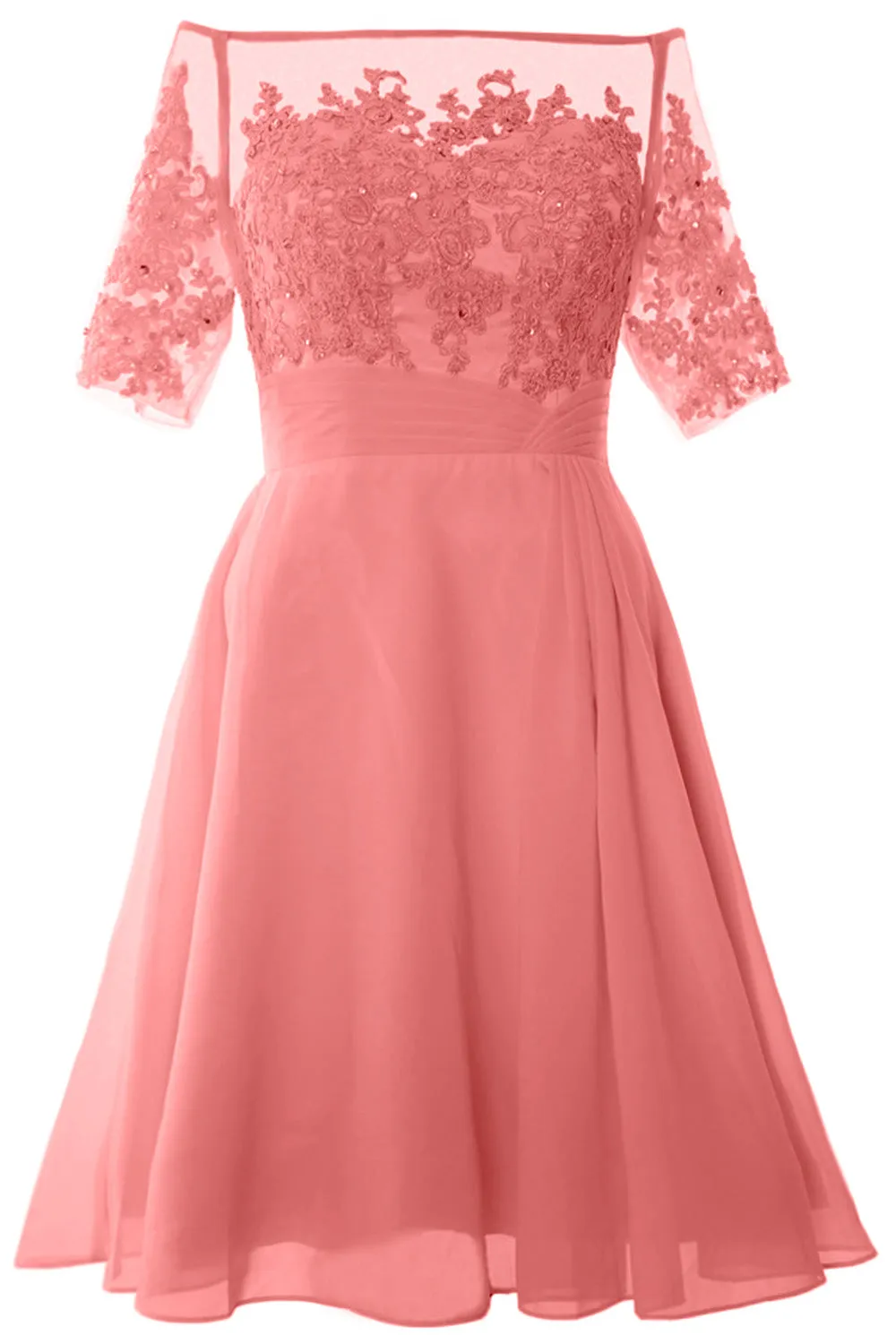 MACloth Women Off Shoulder Short Mother of Bride Dress Cocktail Party Gown