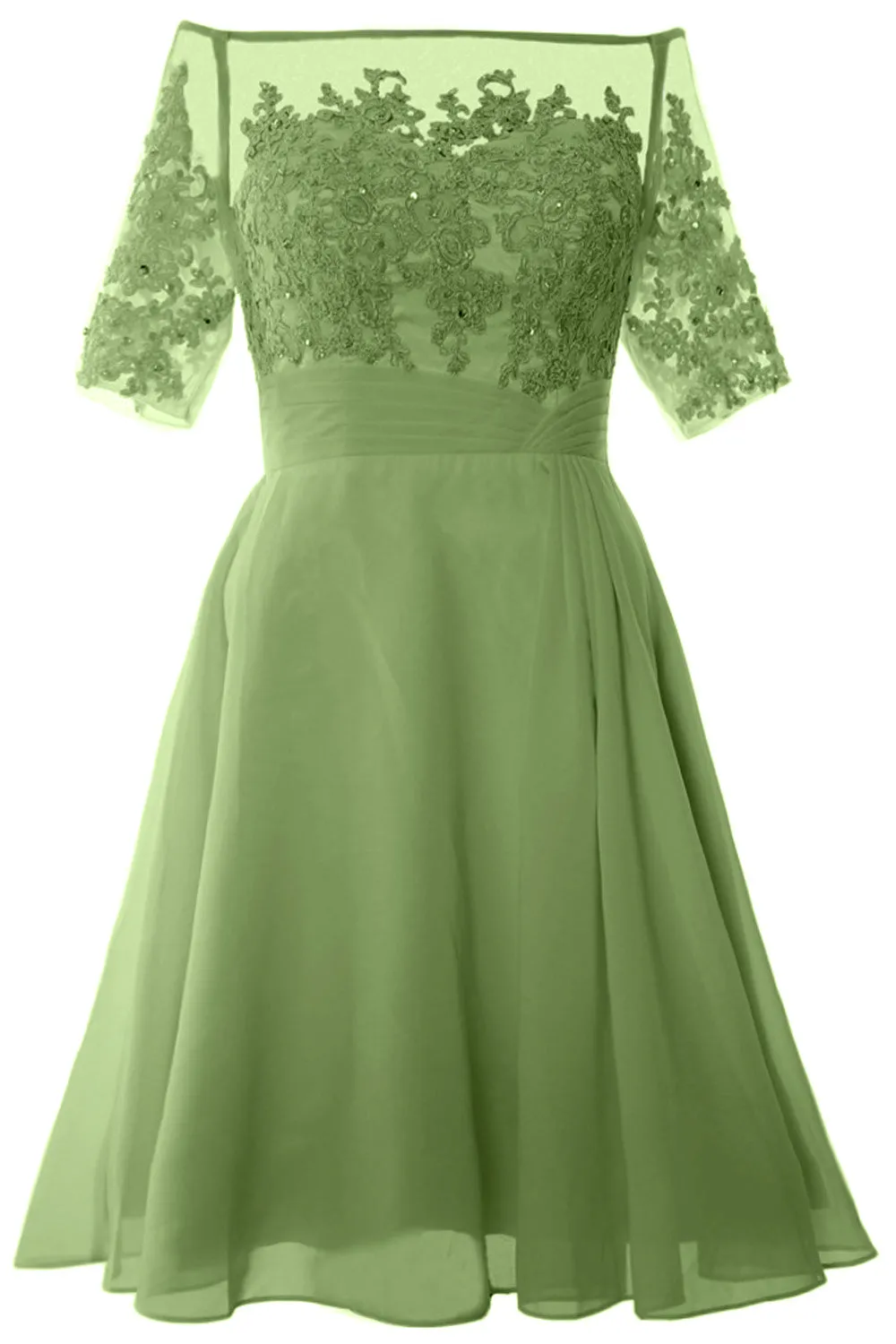 MACloth Women Off Shoulder Short Mother of Bride Dress Cocktail Party Gown
