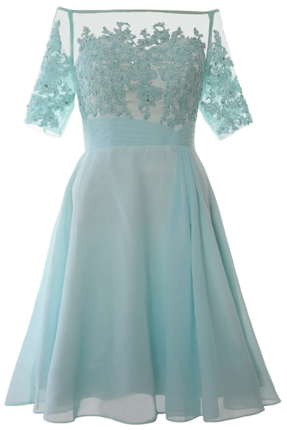 MACloth Women Off Shoulder Short Mother of Bride Dress Cocktail Party Gown