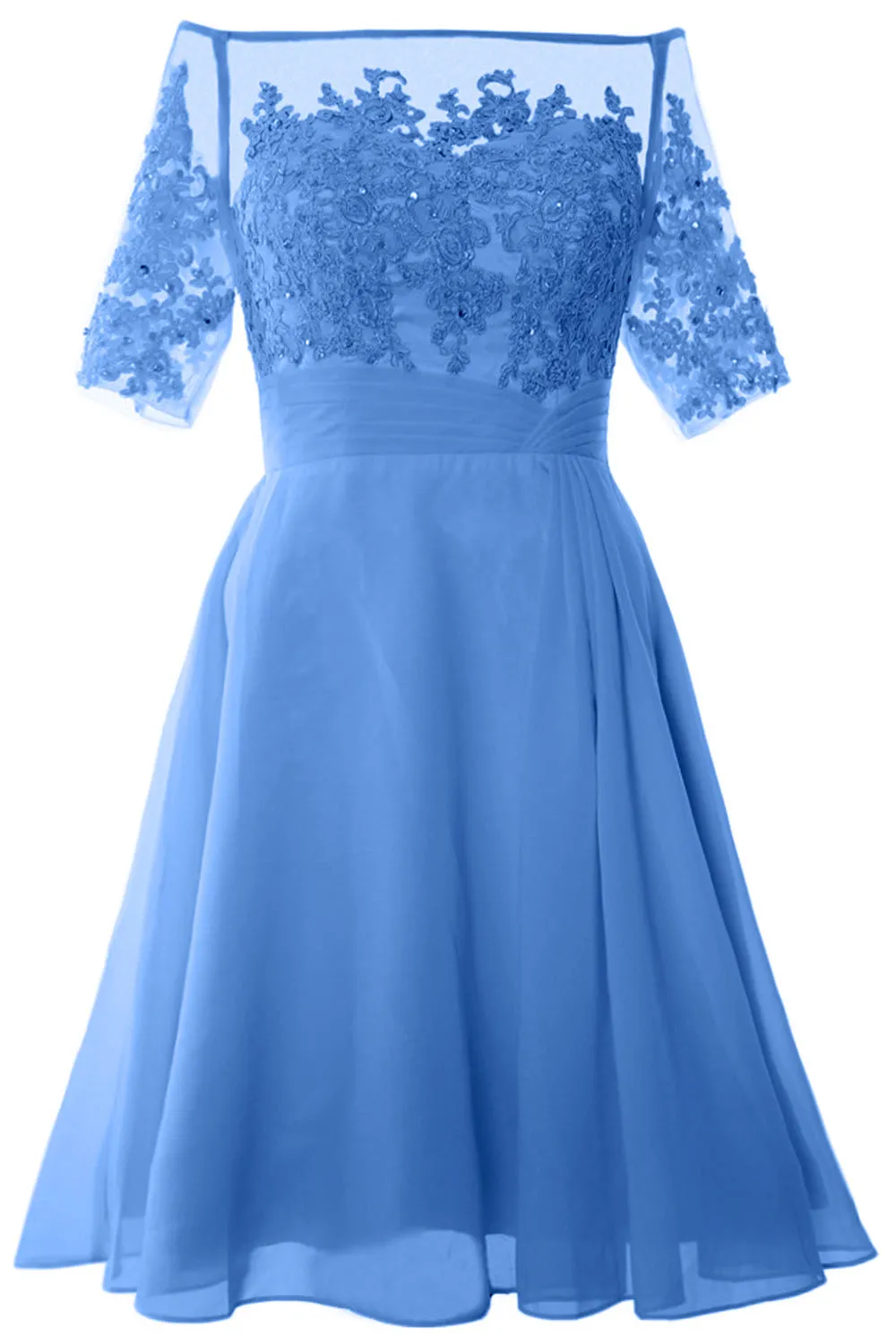 MACloth Women Off Shoulder Short Mother of Bride Dress Cocktail Party Gown