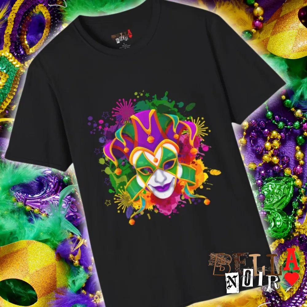 Mardi Gras Watercolor Mask Unisex Softstyle T-Shirt
