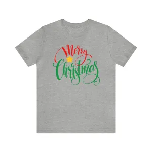 Merry Christmas Star T-Shirt | Festive XMas Tee |  Bella Canvas 3001 Unisex | Happy Holidays Short Sleeve Tshirt