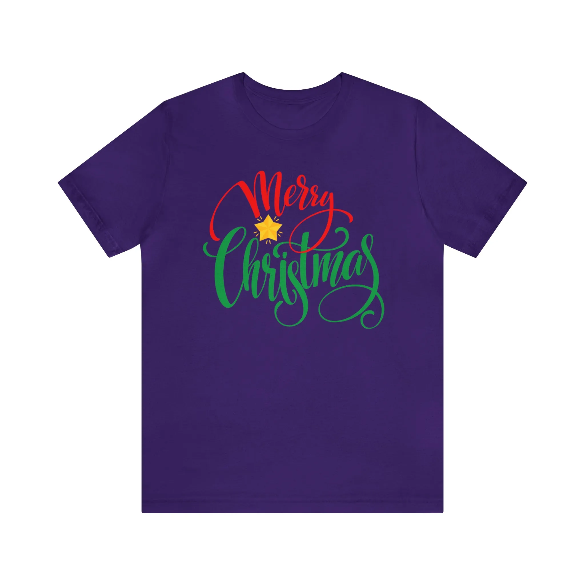 Merry Christmas Star T-Shirt | Festive XMas Tee |  Bella Canvas 3001 Unisex | Happy Holidays Short Sleeve Tshirt