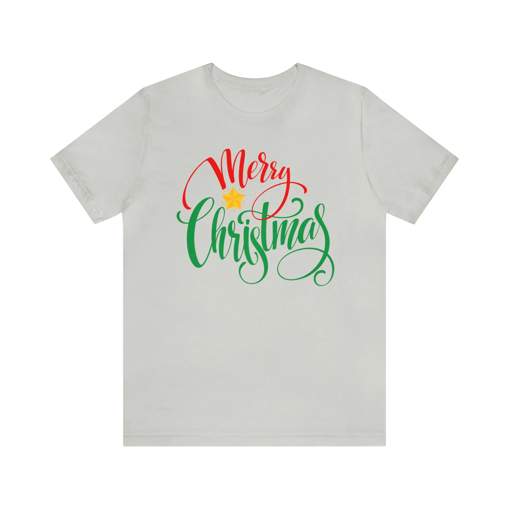 Merry Christmas Star T-Shirt | Festive XMas Tee |  Bella Canvas 3001 Unisex | Happy Holidays Short Sleeve Tshirt