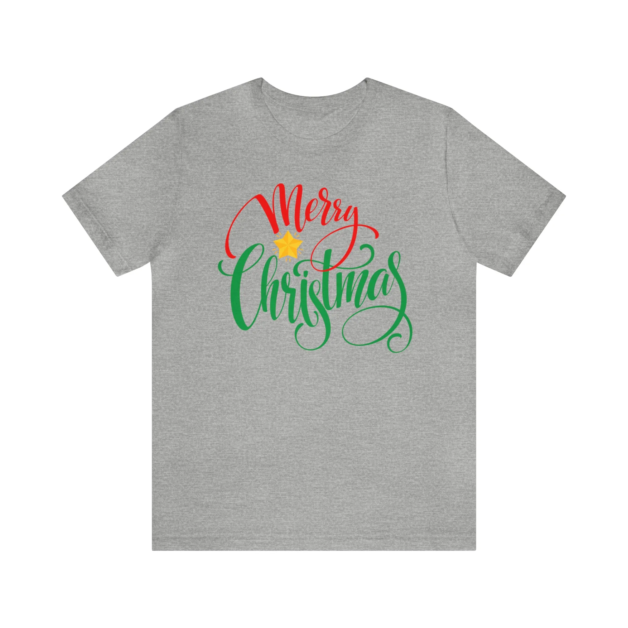 Merry Christmas Star T-Shirt | Festive XMas Tee |  Bella Canvas 3001 Unisex | Happy Holidays Short Sleeve Tshirt