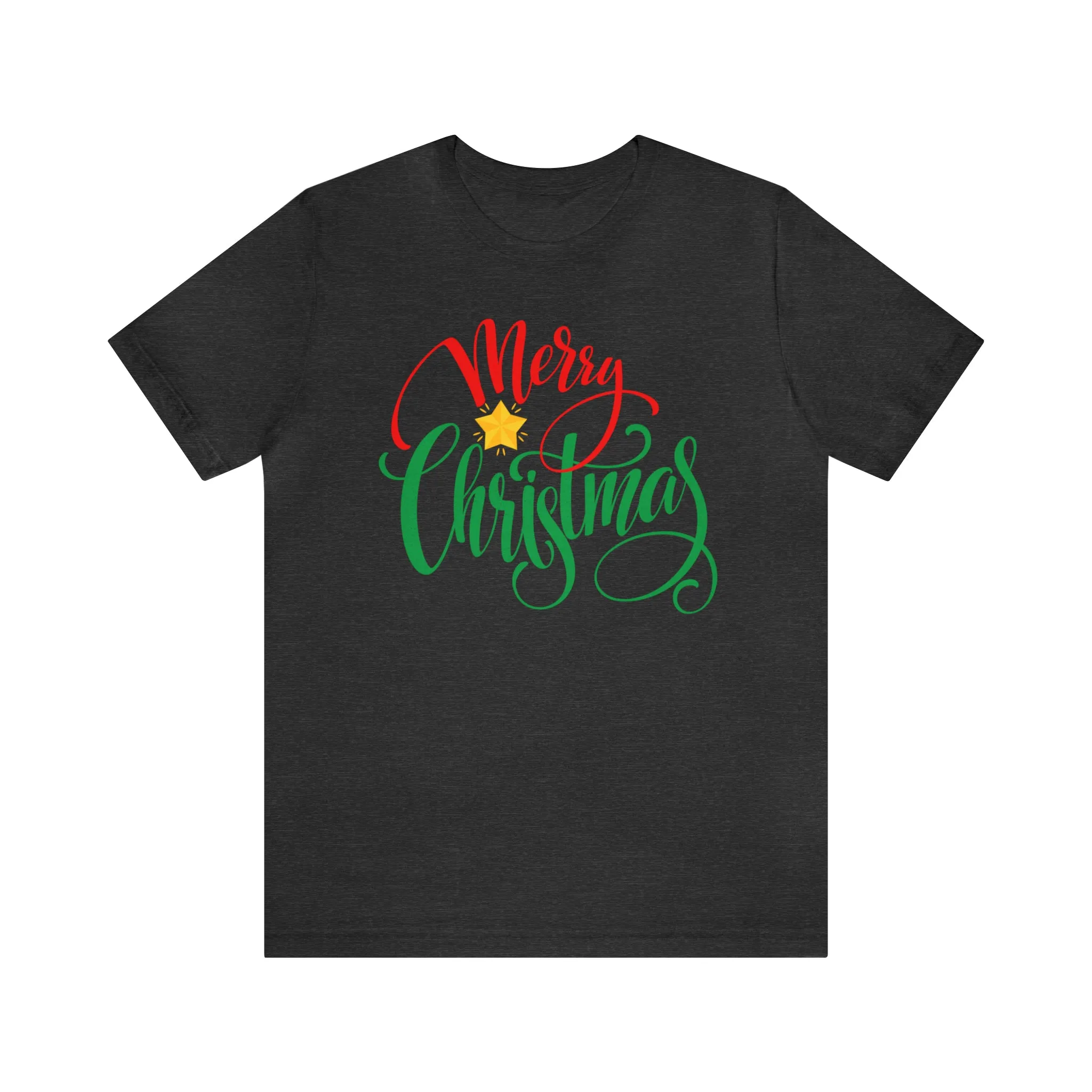 Merry Christmas Star T-Shirt | Festive XMas Tee |  Bella Canvas 3001 Unisex | Happy Holidays Short Sleeve Tshirt