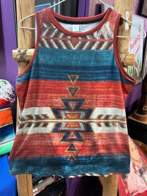 Native Print Sleeveless Shirt