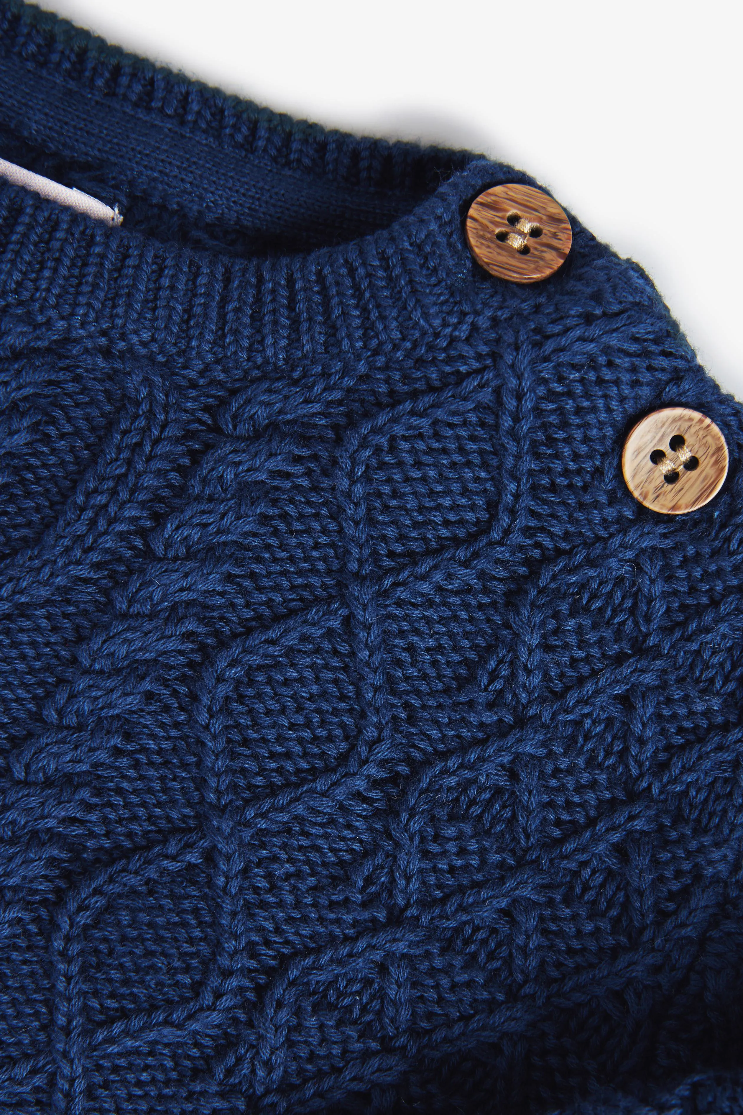 Navy Cable Romper and Hat Set