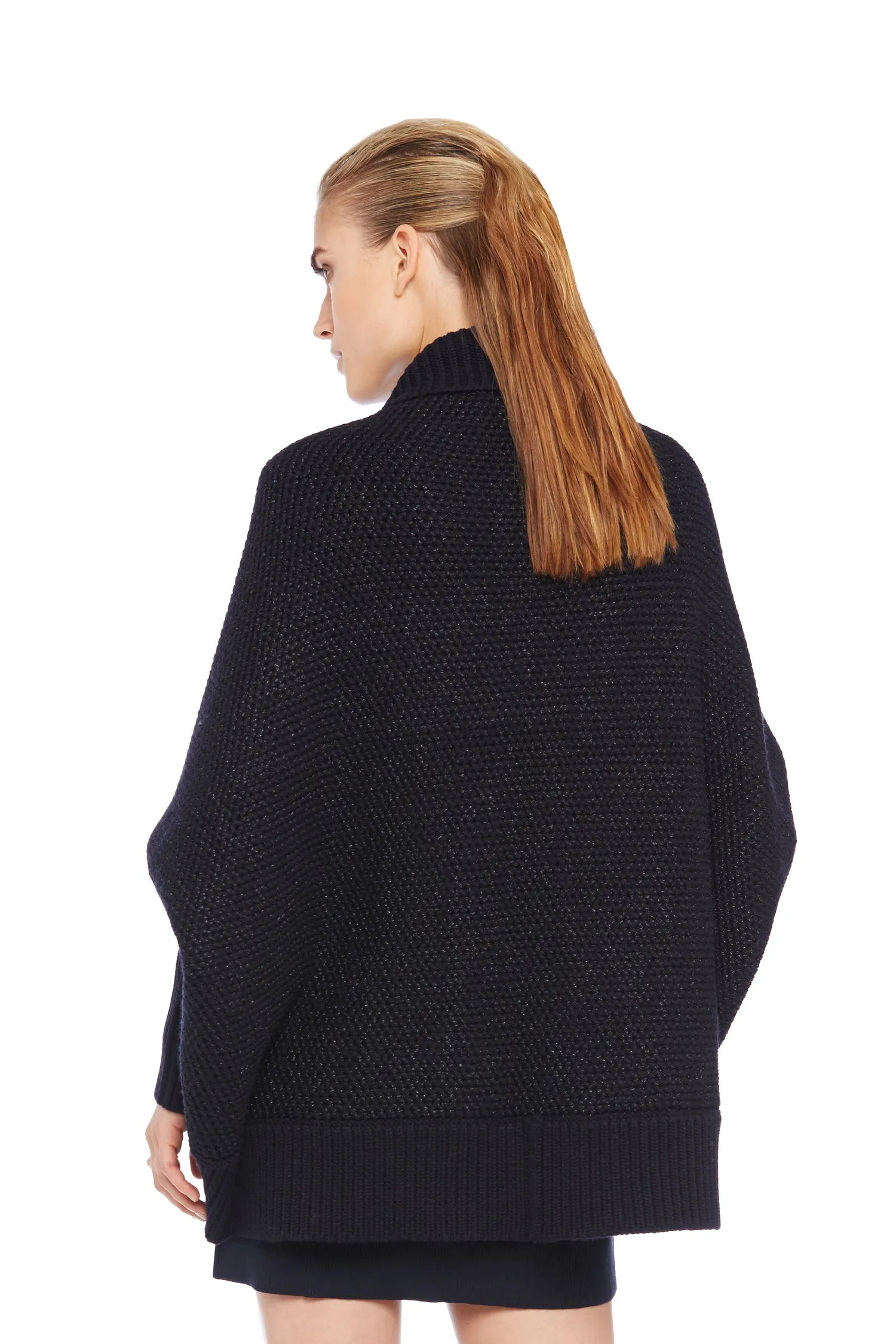 Navy Merino Wool Cape