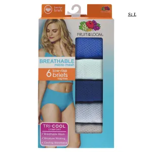 New in package! Fruit of the Loom Women's Breathable Micro-Mesh Low Rise Brief, 6 Pack, Size: L!