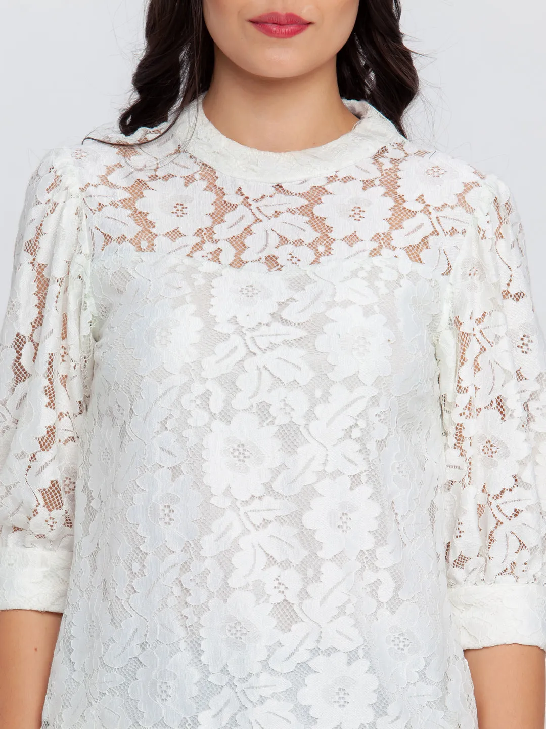Off White Lace Fitted Top