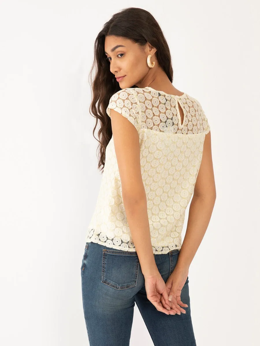 Off White Lace Top