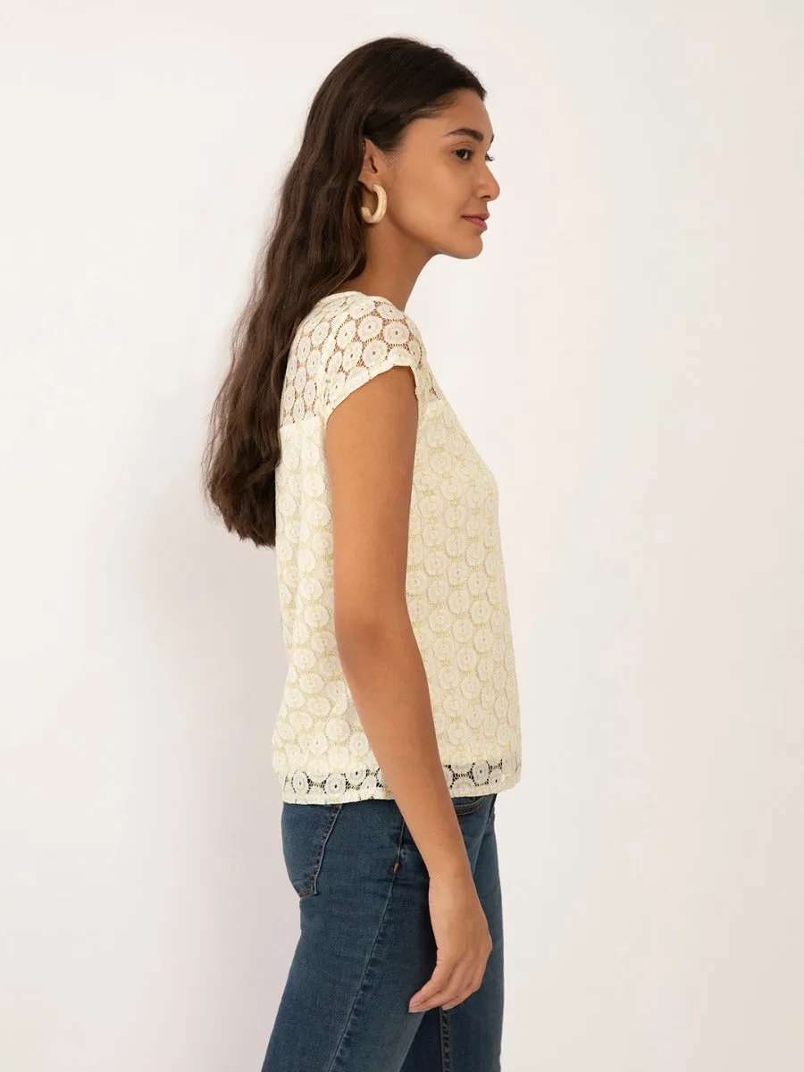 Off White Lace Top