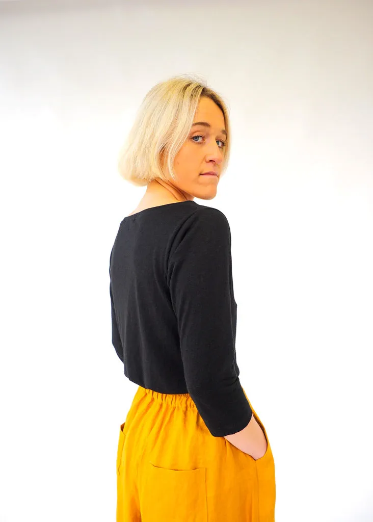 PAVEMENT TILDA TEE - BLACK LINEN/MODAL
