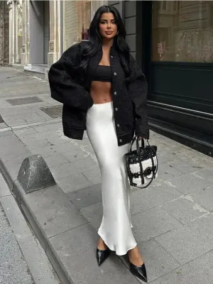 Penelope – Satin Long Skirt with Heavenly Elegance For Women