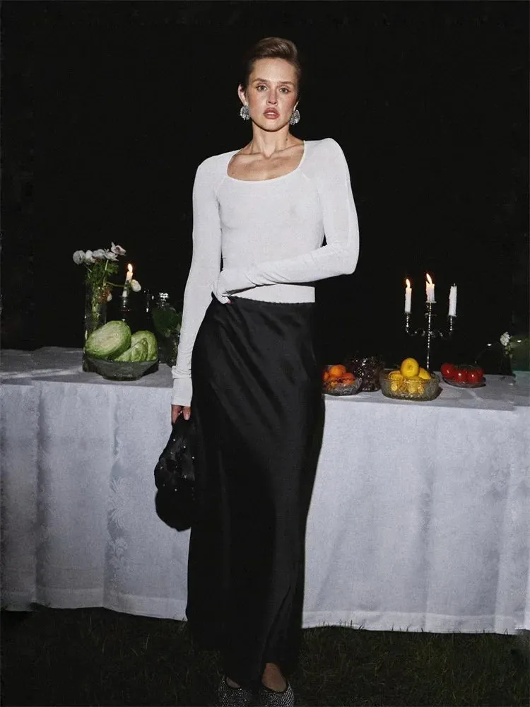 Penelope – Satin Long Skirt with Heavenly Elegance For Women