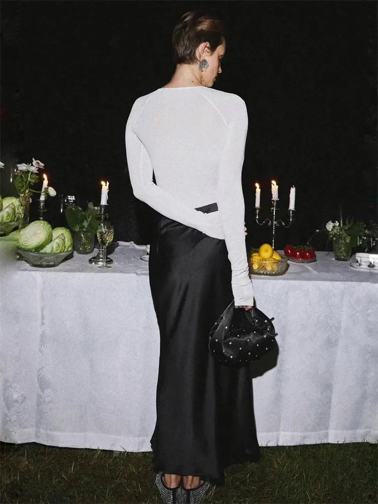 Penelope – Satin Long Skirt with Heavenly Elegance For Women