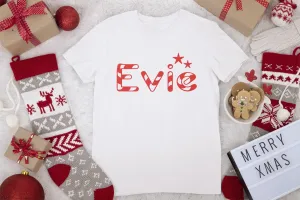 Personalised Candy Cane Name Christmas White T-shirts