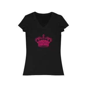 PINK CROWN <br>women's jersey <br>short sleeve <br>V-neck tee