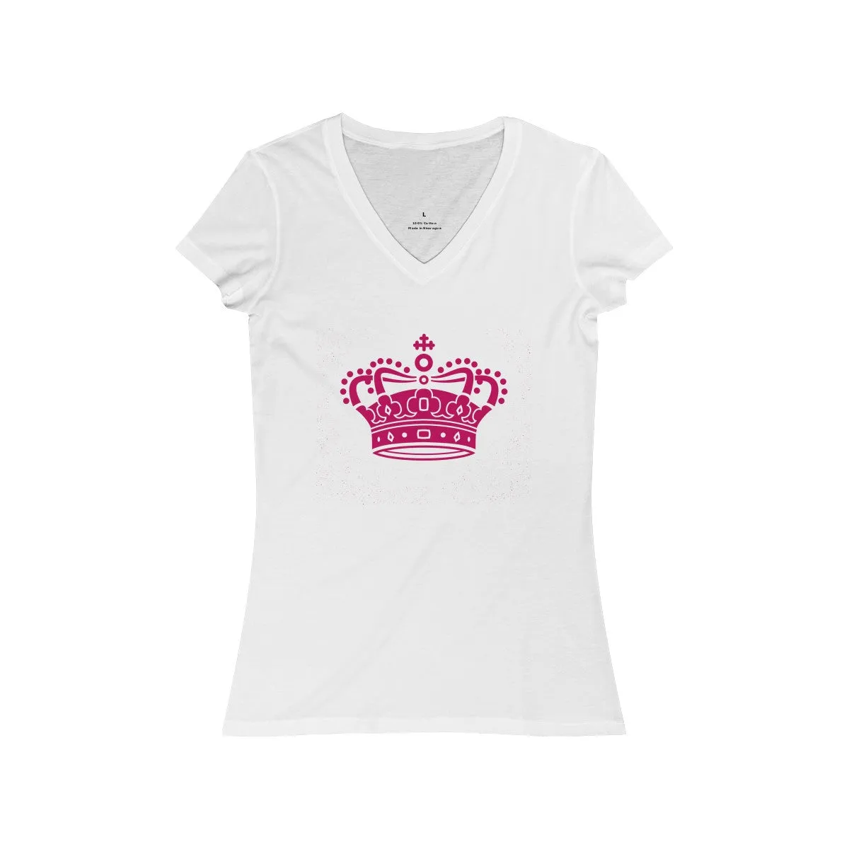 PINK CROWN <br>women's jersey <br>short sleeve <br>V-neck tee