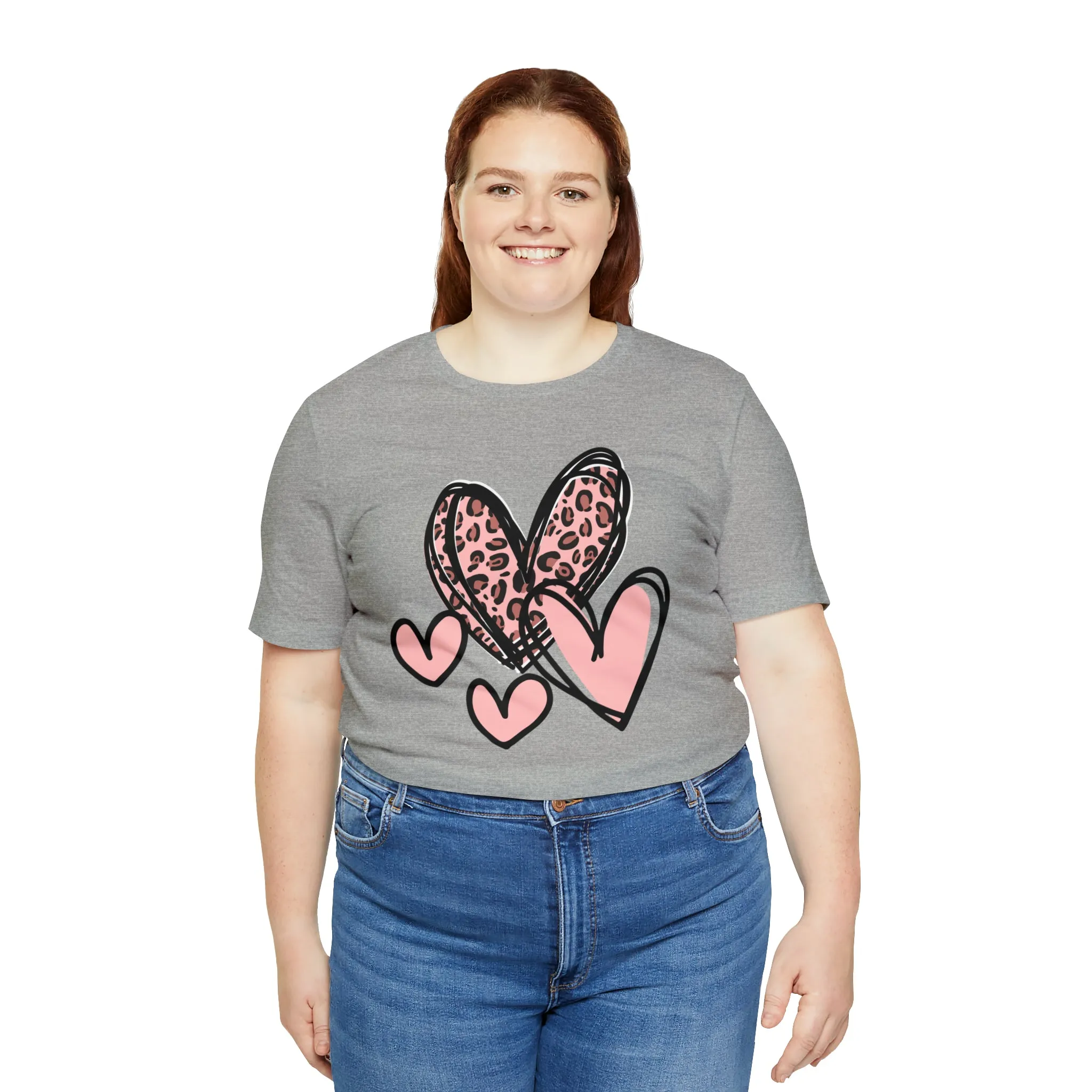 Pink Leopard Heart Tee | Pretty Pink Love Tee |  Bella Canvas 3001 Unisex | Happy Valentine's Day Short Sleeve T-shirt