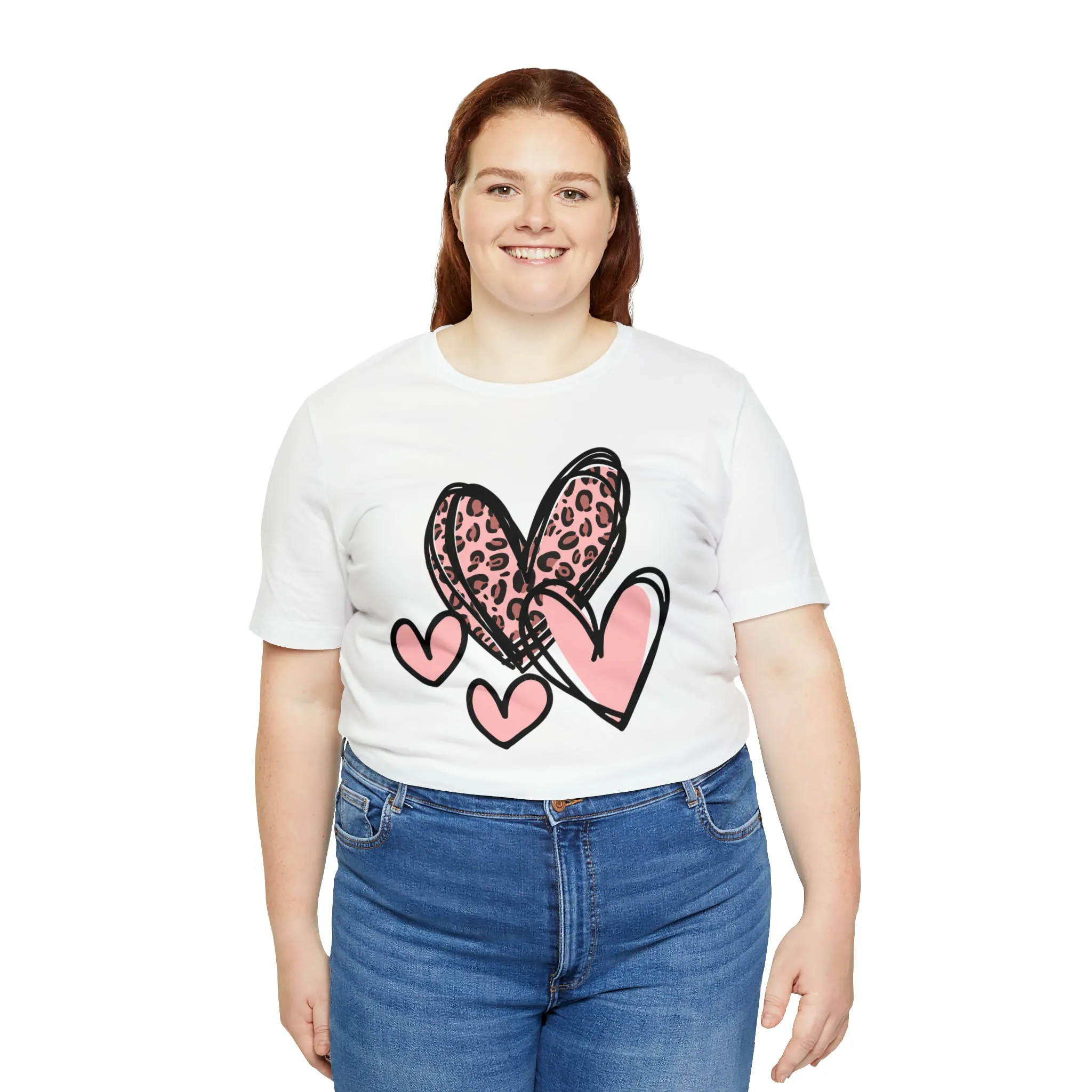 Pink Leopard Heart Tee | Pretty Pink Love Tee |  Bella Canvas 3001 Unisex | Happy Valentine's Day Short Sleeve T-shirt
