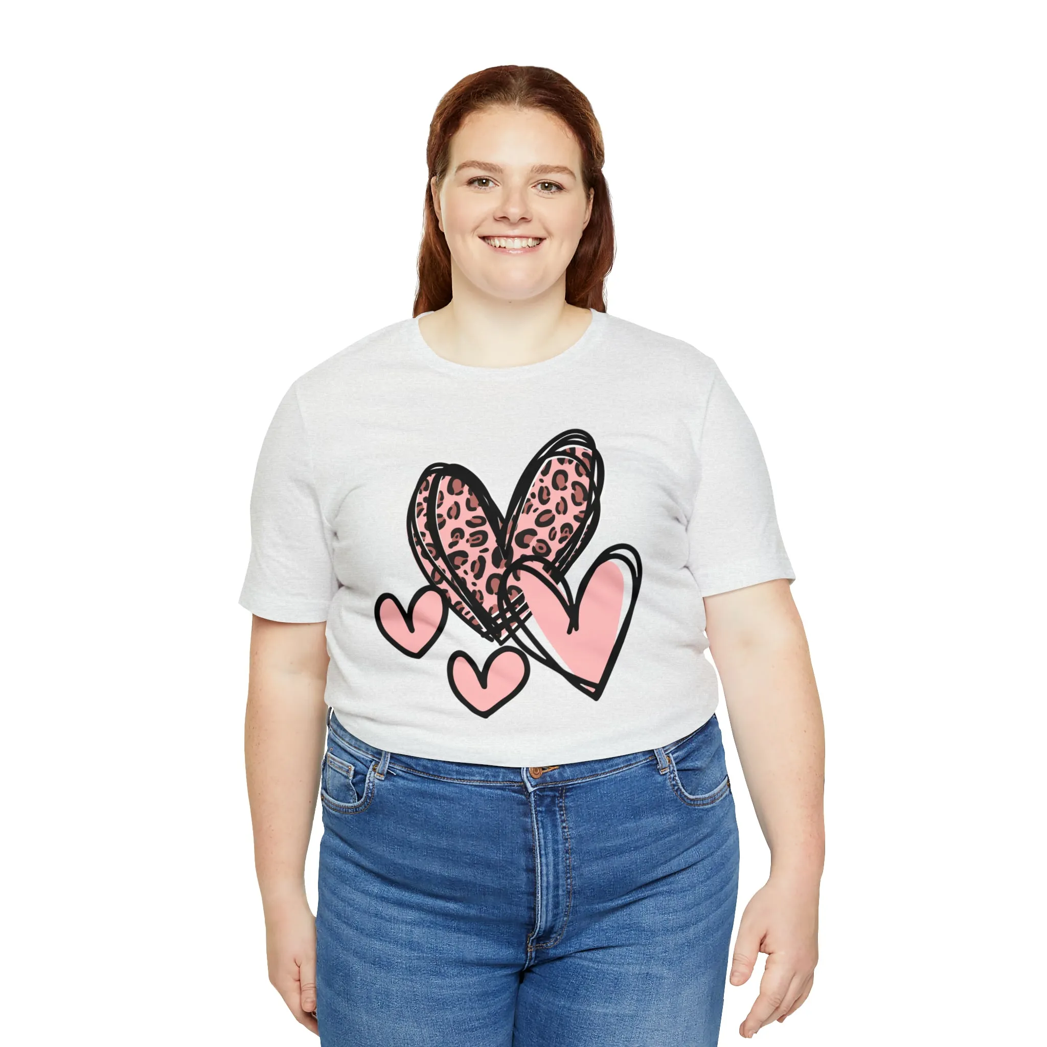 Pink Leopard Heart Tee | Pretty Pink Love Tee |  Bella Canvas 3001 Unisex | Happy Valentine's Day Short Sleeve T-shirt