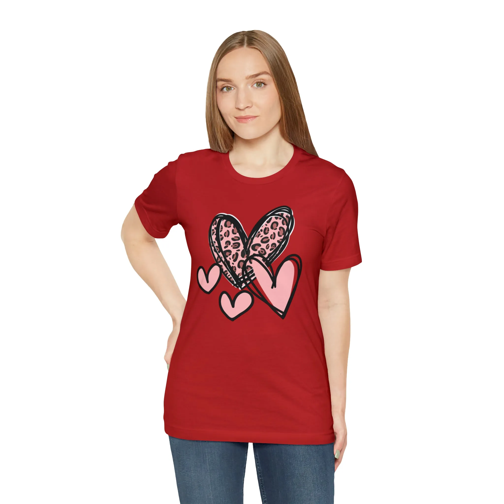 Pink Leopard Heart Tee | Pretty Pink Love Tee |  Bella Canvas 3001 Unisex | Happy Valentine's Day Short Sleeve T-shirt