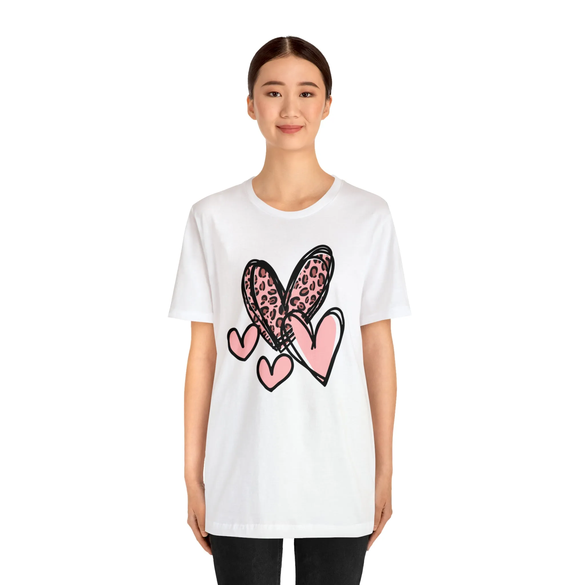 Pink Leopard Heart Tee | Pretty Pink Love Tee |  Bella Canvas 3001 Unisex | Happy Valentine's Day Short Sleeve T-shirt