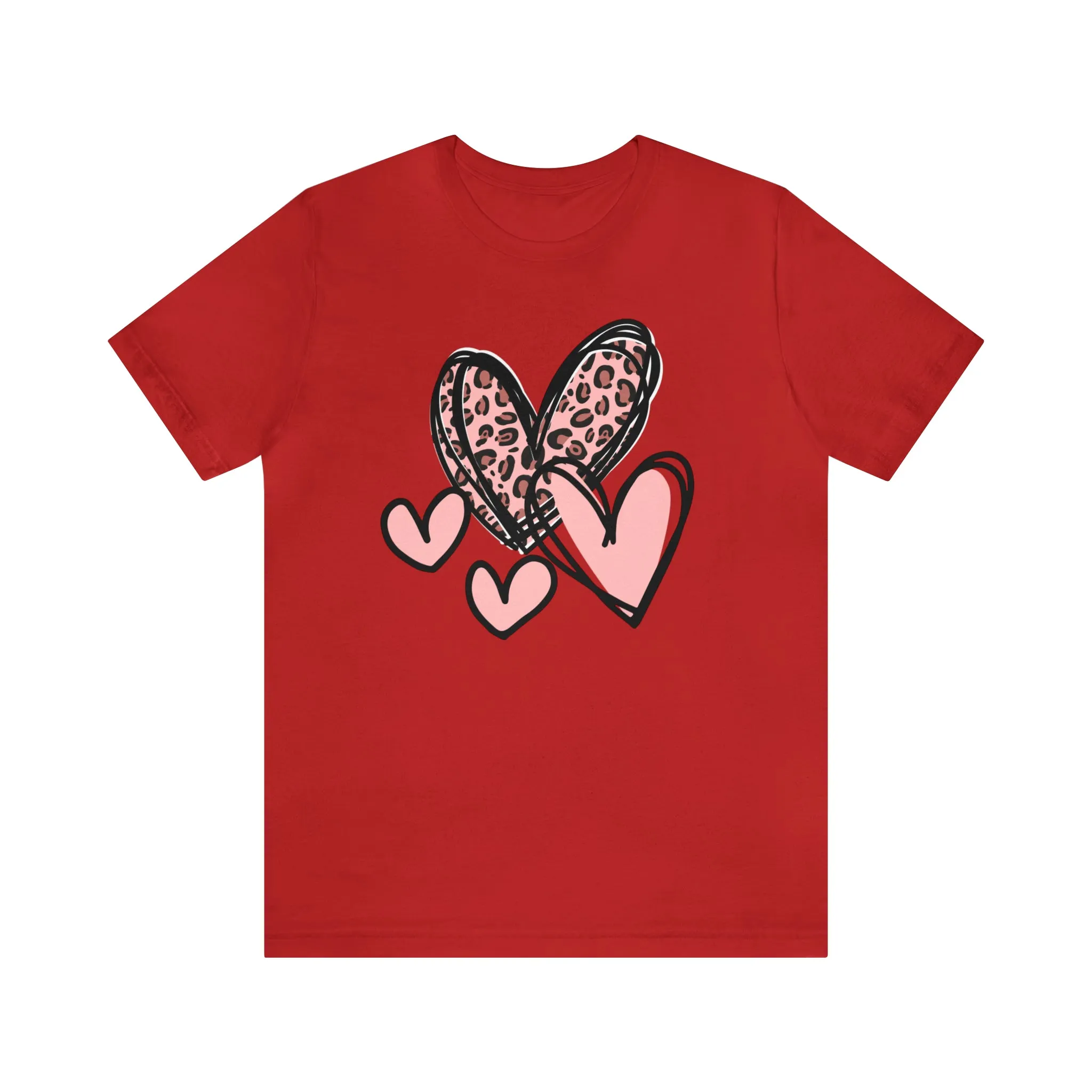 Pink Leopard Heart Tee | Pretty Pink Love Tee |  Bella Canvas 3001 Unisex | Happy Valentine's Day Short Sleeve T-shirt