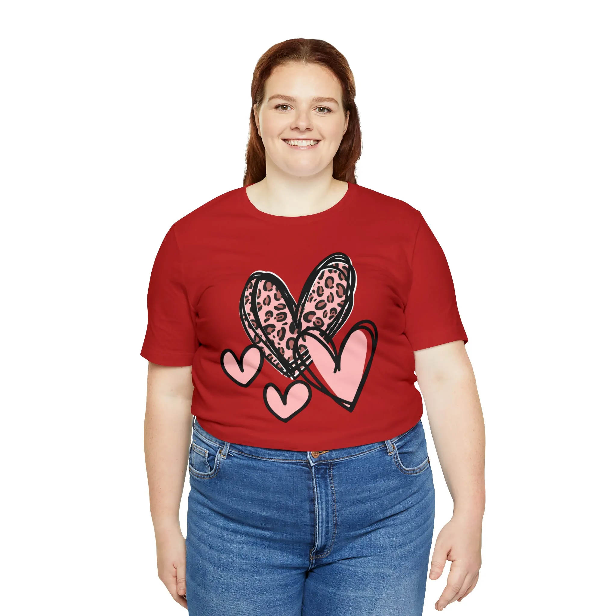 Pink Leopard Heart Tee | Pretty Pink Love Tee |  Bella Canvas 3001 Unisex | Happy Valentine's Day Short Sleeve T-shirt