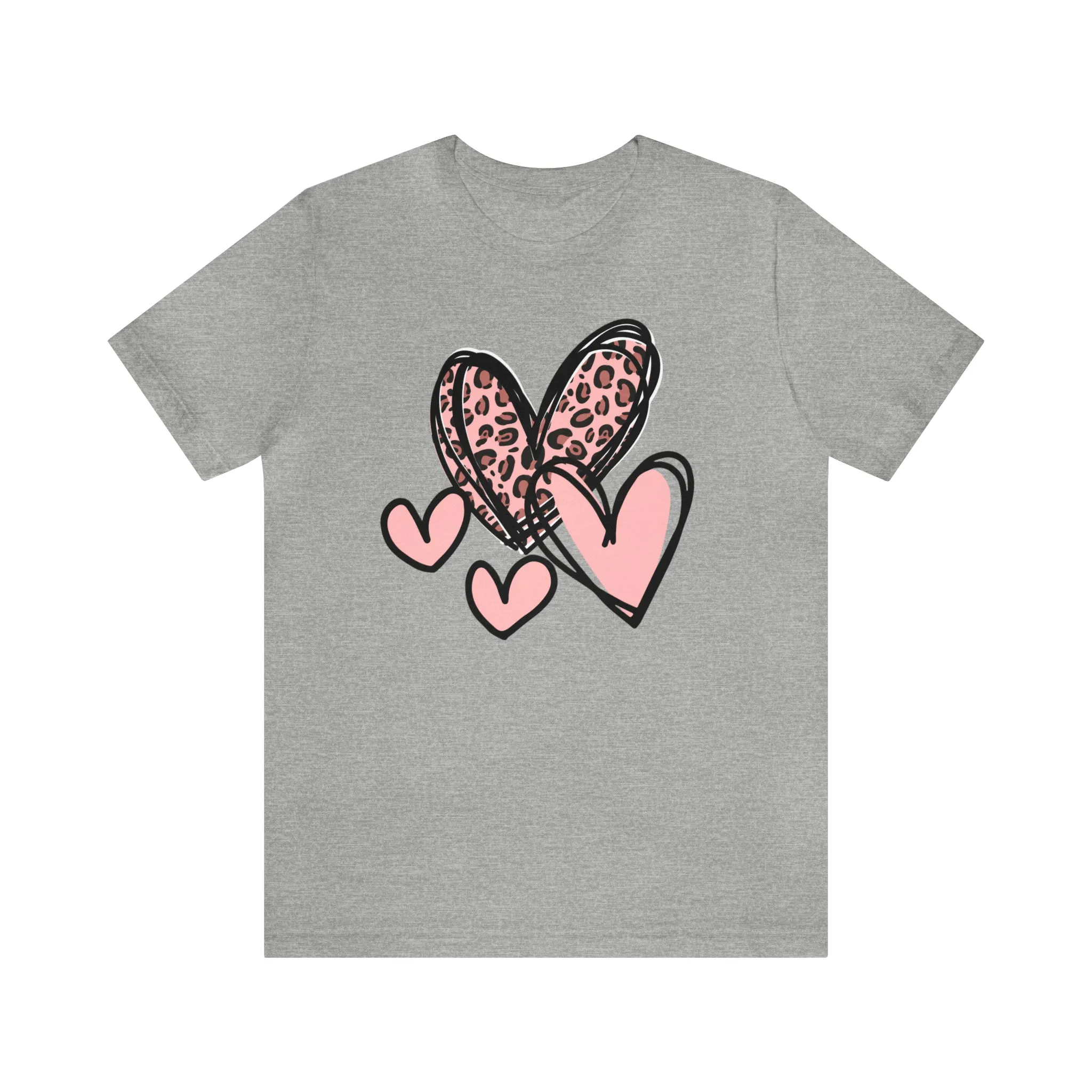 Pink Leopard Heart Tee | Pretty Pink Love Tee |  Bella Canvas 3001 Unisex | Happy Valentine's Day Short Sleeve T-shirt