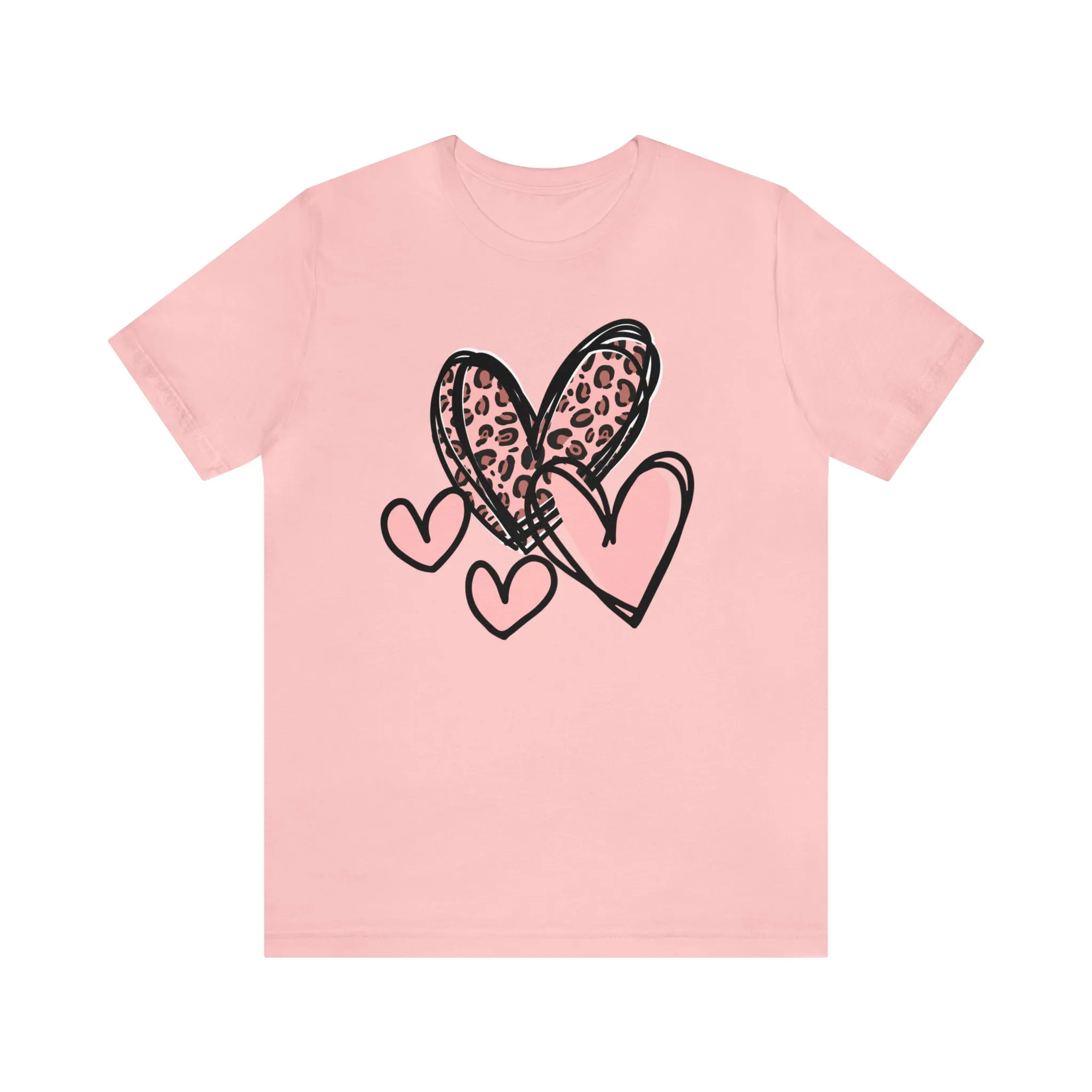 Pink Leopard Heart Tee | Pretty Pink Love Tee |  Bella Canvas 3001 Unisex | Happy Valentine's Day Short Sleeve T-shirt