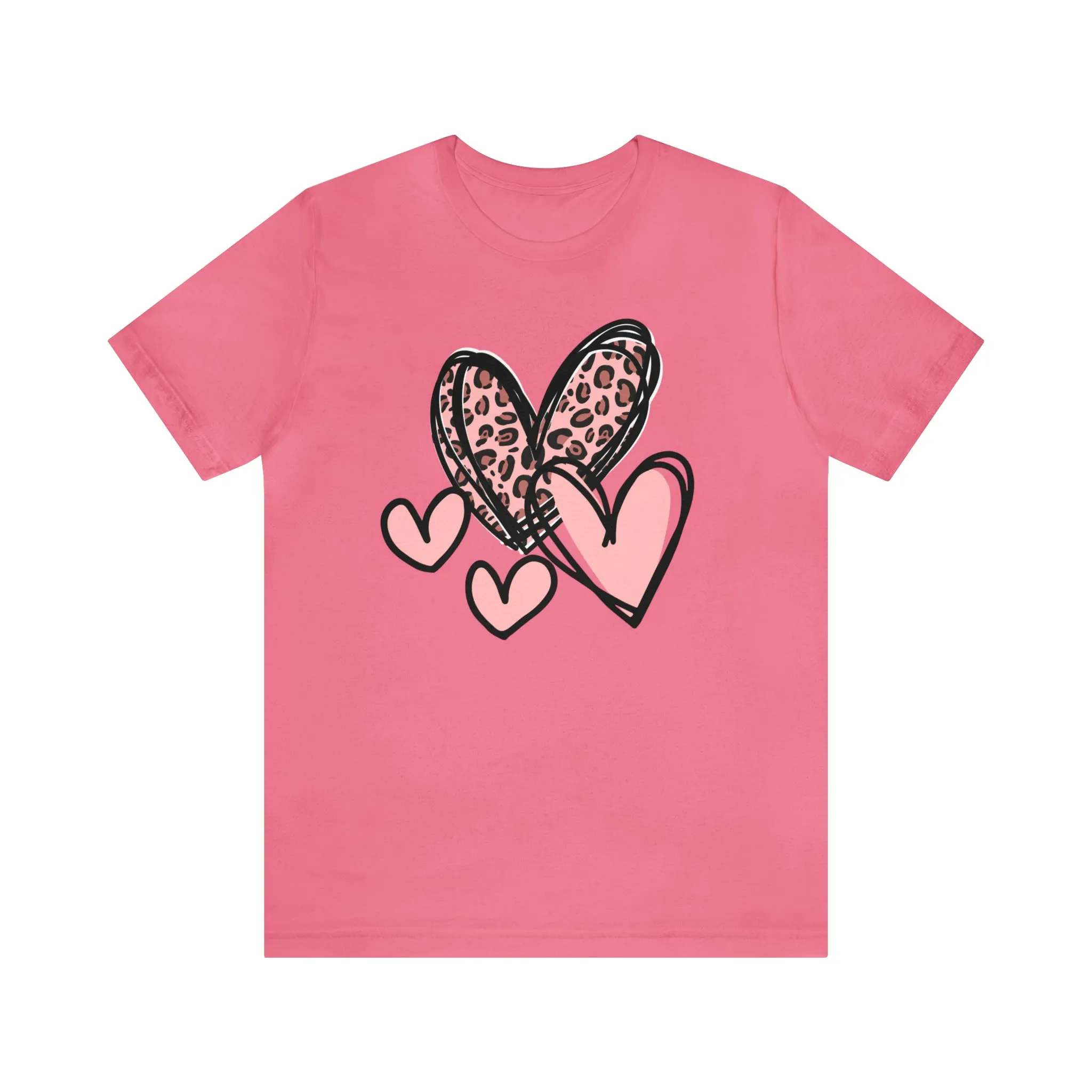 Pink Leopard Heart Tee | Pretty Pink Love Tee |  Bella Canvas 3001 Unisex | Happy Valentine's Day Short Sleeve T-shirt