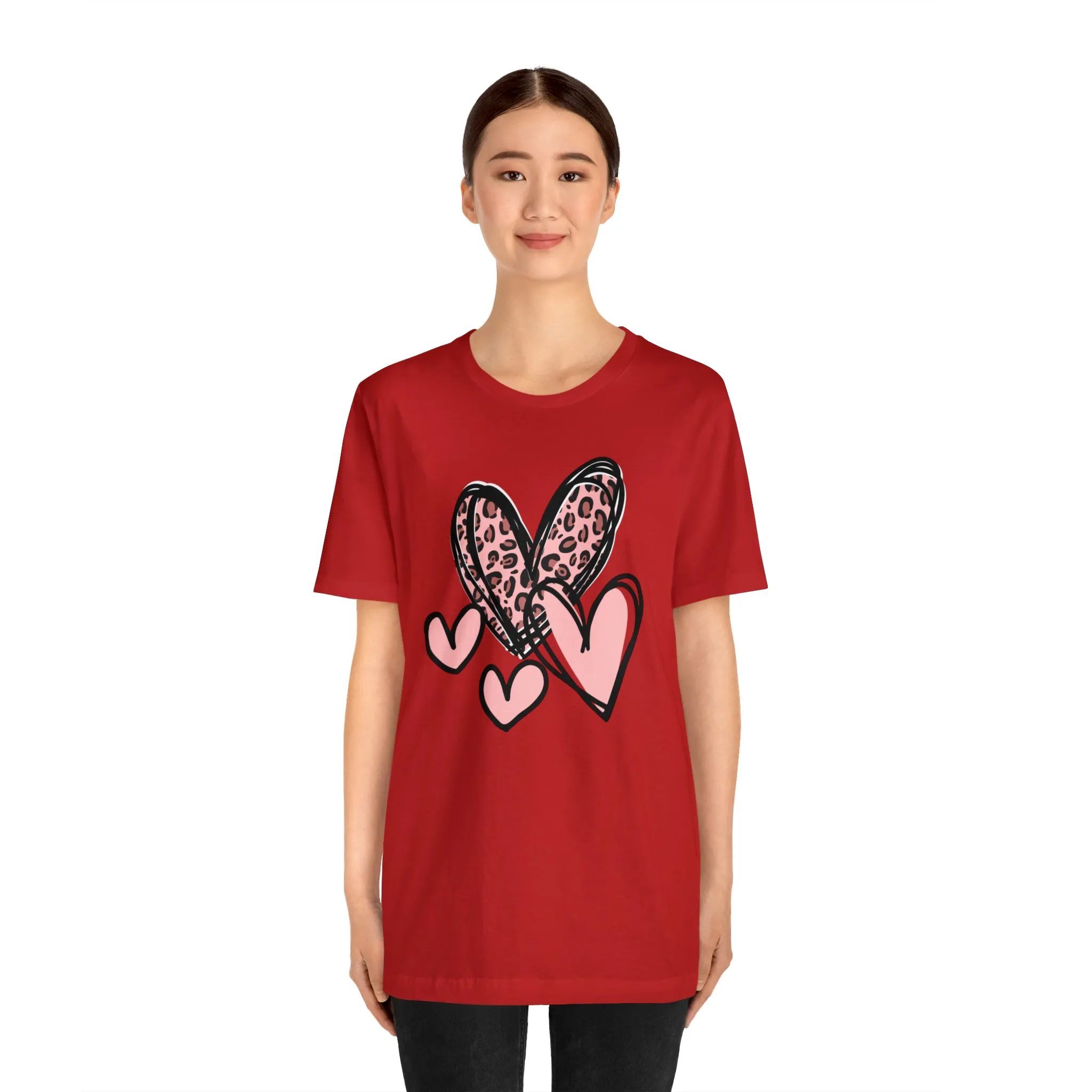 Pink Leopard Heart Tee | Pretty Pink Love Tee |  Bella Canvas 3001 Unisex | Happy Valentine's Day Short Sleeve T-shirt