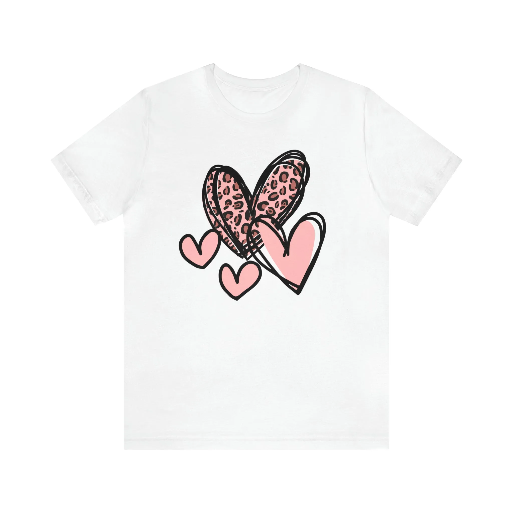 Pink Leopard Heart Tee | Pretty Pink Love Tee |  Bella Canvas 3001 Unisex | Happy Valentine's Day Short Sleeve T-shirt