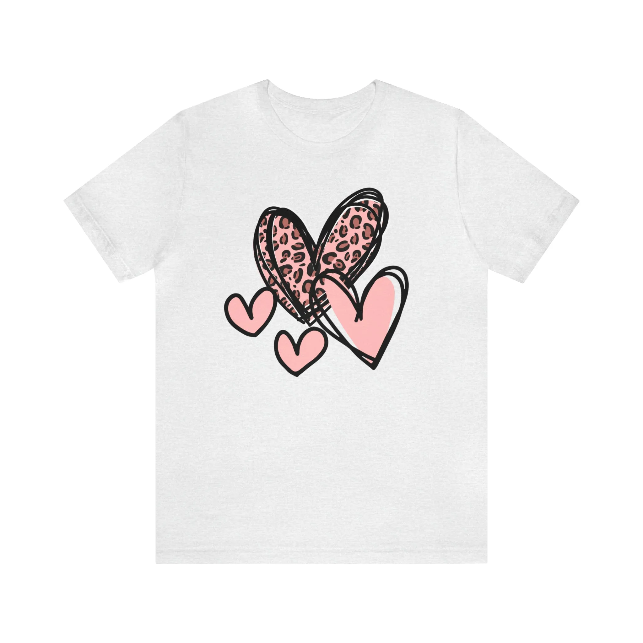 Pink Leopard Heart Tee | Pretty Pink Love Tee |  Bella Canvas 3001 Unisex | Happy Valentine's Day Short Sleeve T-shirt
