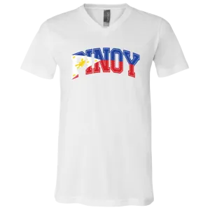 Pinoy with Flag Embedded Unisex Jersey V-Neck T-Shirt