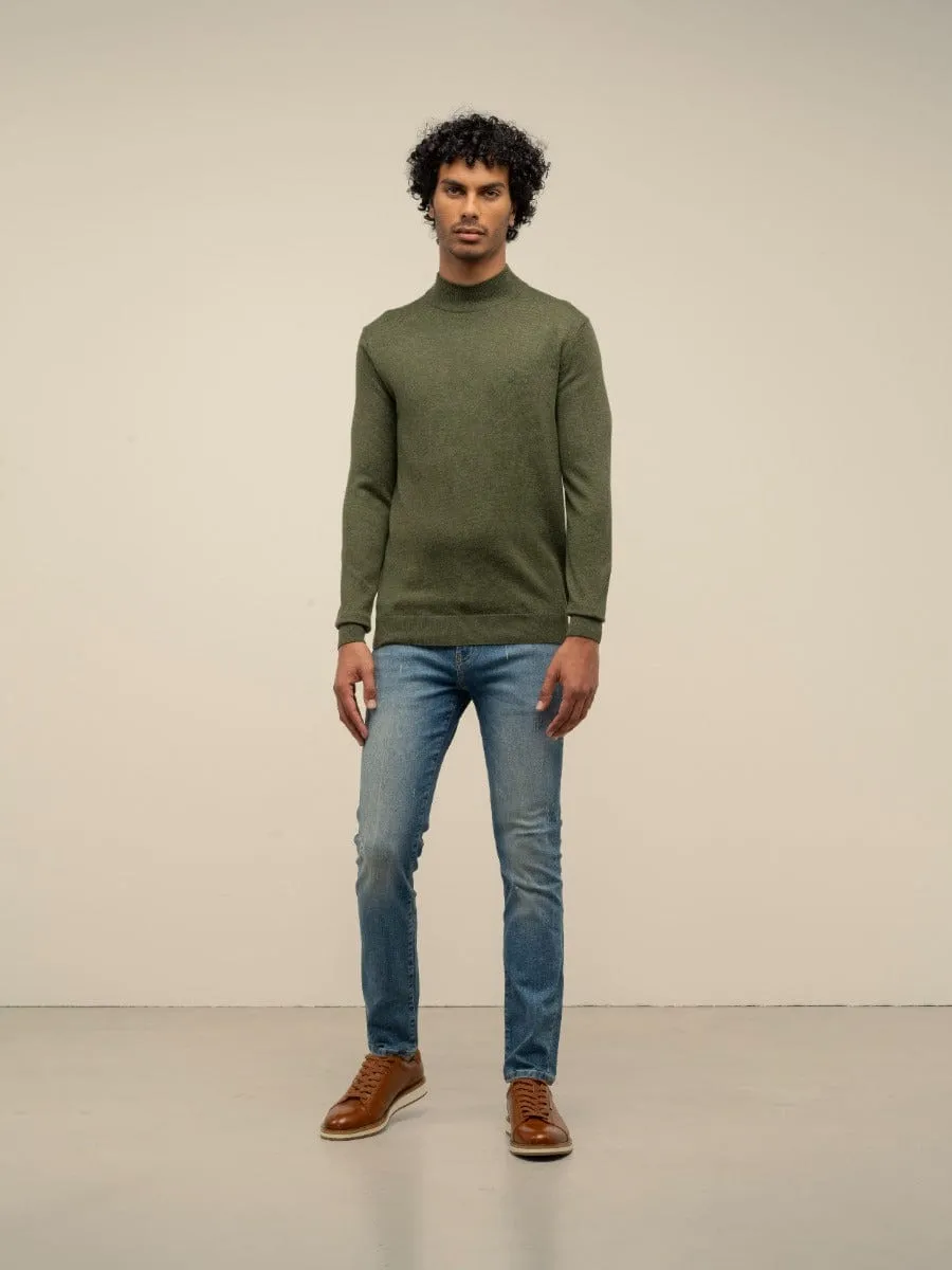 Polo Long Sleeve High Collar Knitwear Fatigue