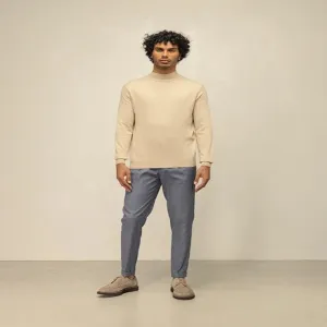 Polo Mens Long Sleeve High Collar Knitwear Taupe