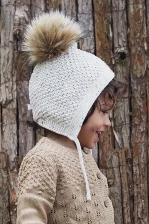PomPom Bonnet Hat - Oatmeal