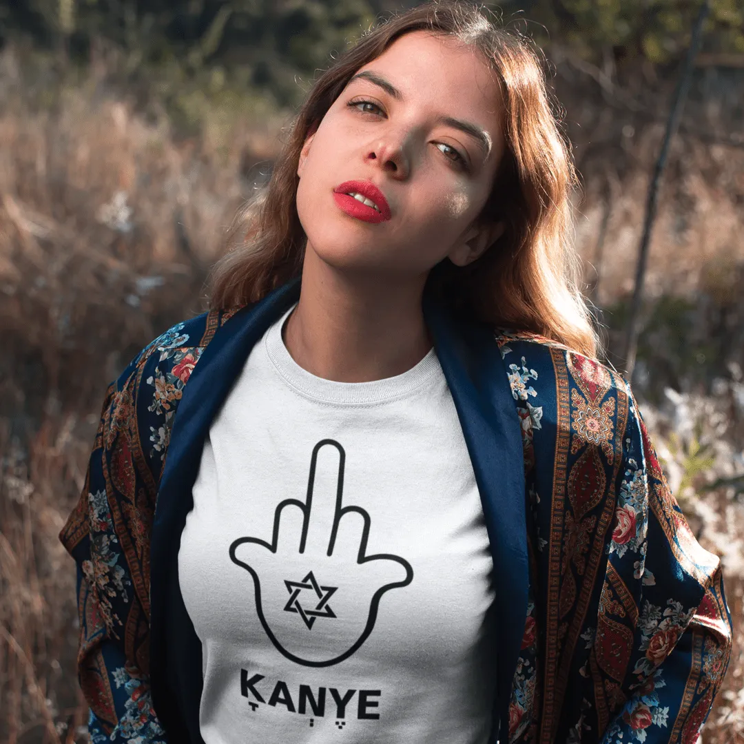 "FUCK KANYE HAMSA" White Custom T-Shirt for Women