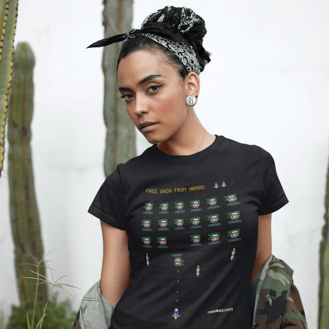 "Gaza Invasion" Black Custom T-Shirt for Women
