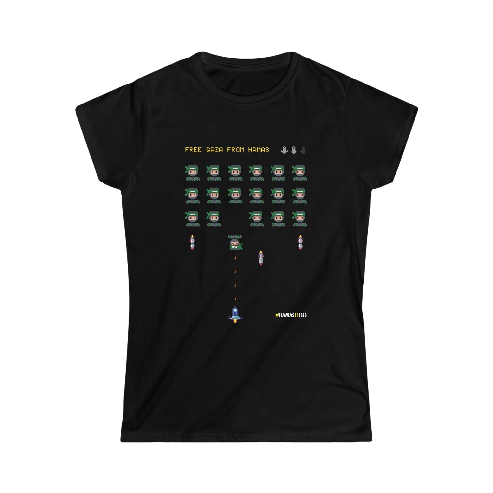 "Gaza Invasion" Black Custom T-Shirt for Women