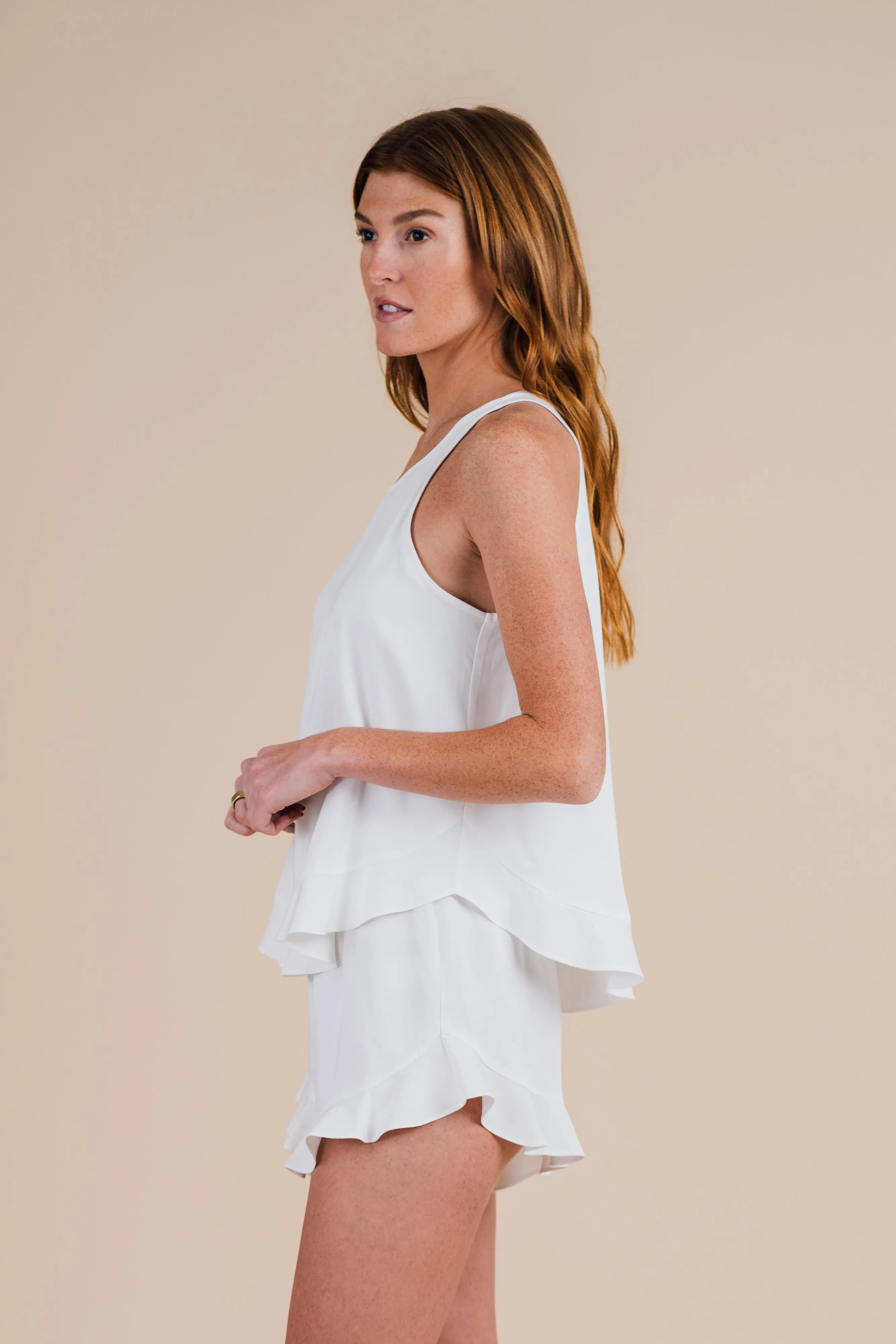 Ruffle Short Set - Cloud