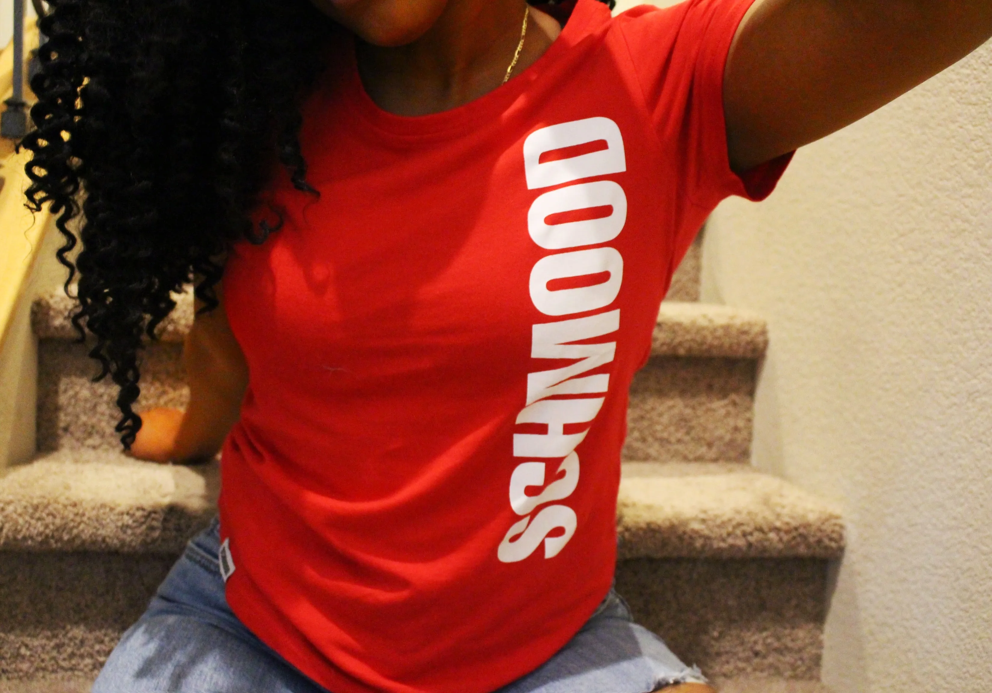 SCHMOOD Staple Tee - Cardinal Red/White
